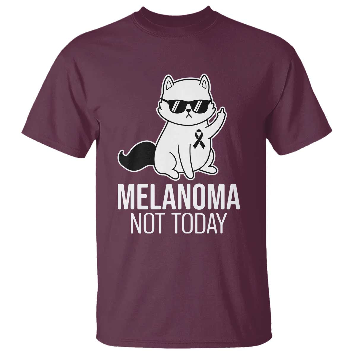 Funny Melanoma Fighter Cat T Shirt Not Today Skin Cancer