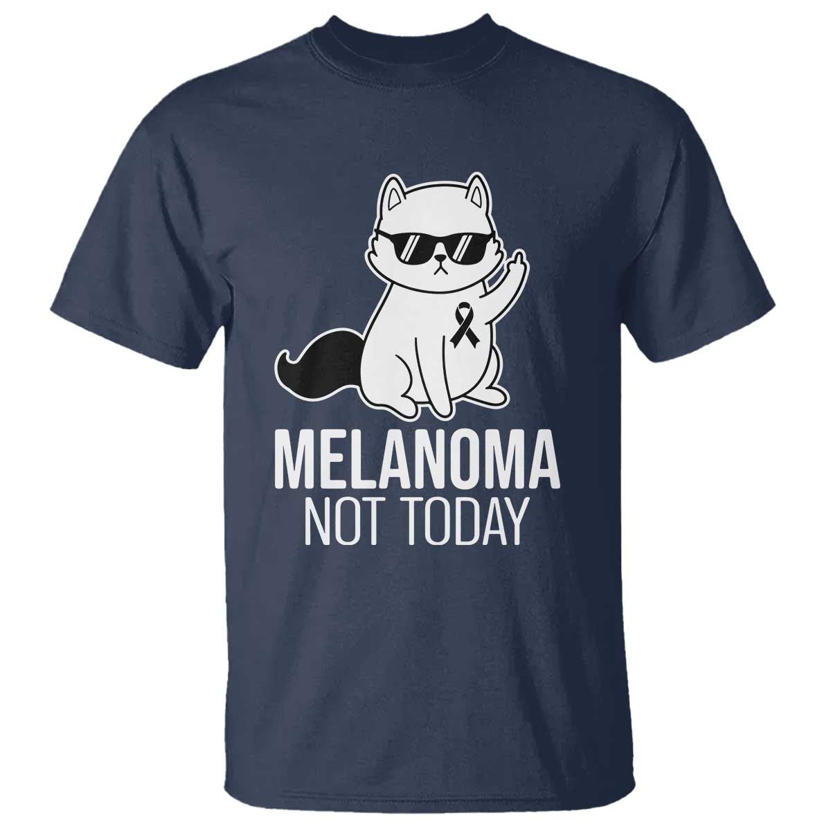 Funny Melanoma Fighter Cat T Shirt Not Today Skin Cancer