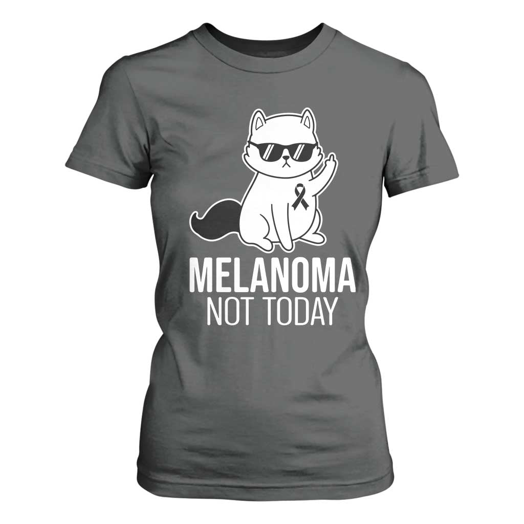 Funny Melanoma Fighter Cat T Shirt For Women Not Today Skin Cancer