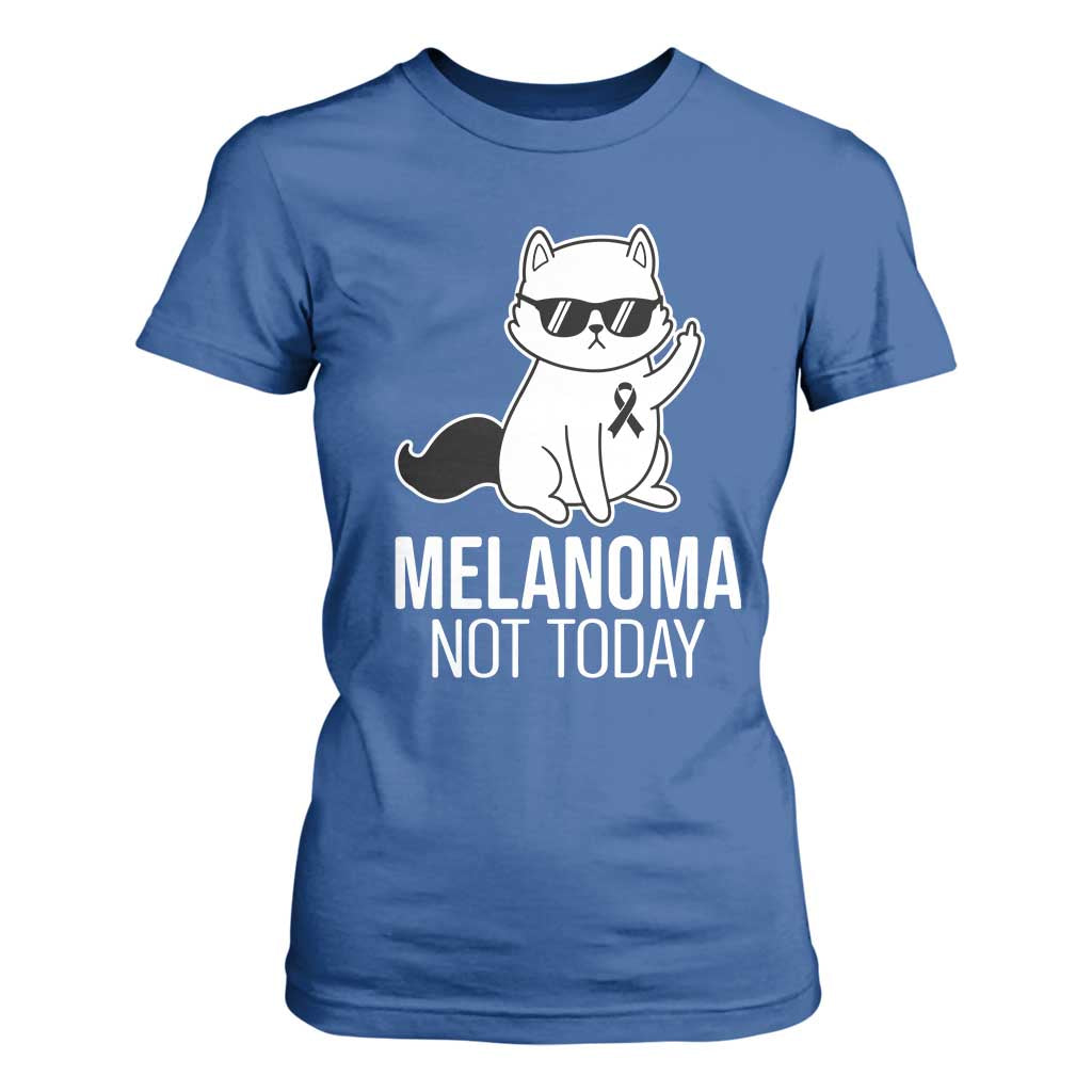 Funny Melanoma Fighter Cat T Shirt For Women Not Today Skin Cancer