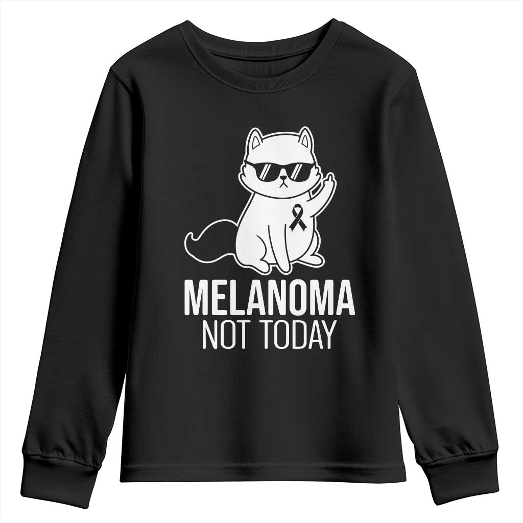 Funny Melanoma Fighter Cat Youth Sweatshirt Not Today Skin Cancer