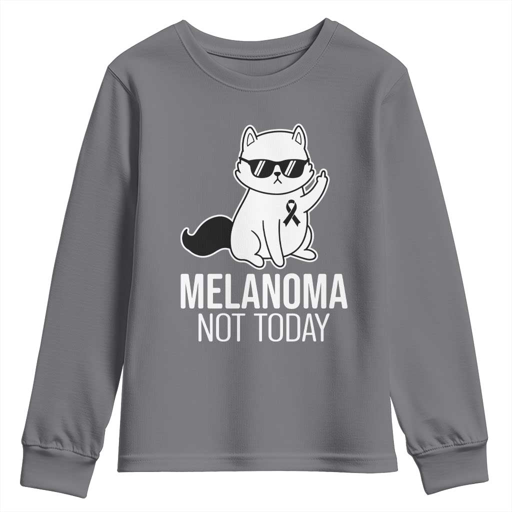 Funny Melanoma Fighter Cat Youth Sweatshirt Not Today Skin Cancer