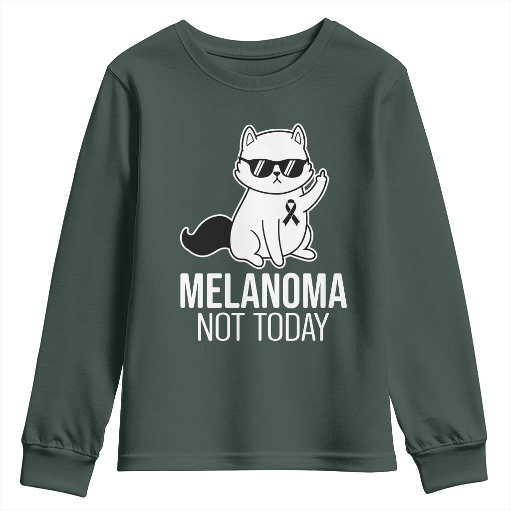 Funny Melanoma Fighter Cat Youth Sweatshirt Not Today Skin Cancer