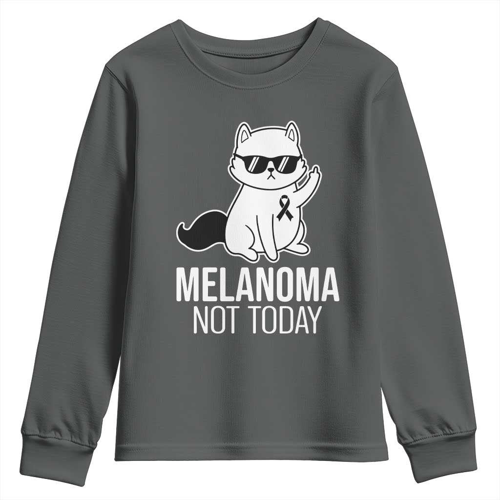 Funny Melanoma Fighter Cat Youth Sweatshirt Not Today Skin Cancer