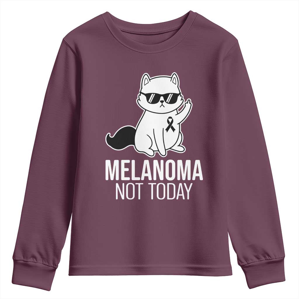 Funny Melanoma Fighter Cat Youth Sweatshirt Not Today Skin Cancer