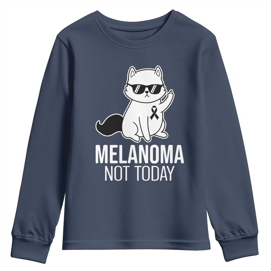 Funny Melanoma Fighter Cat Youth Sweatshirt Not Today Skin Cancer