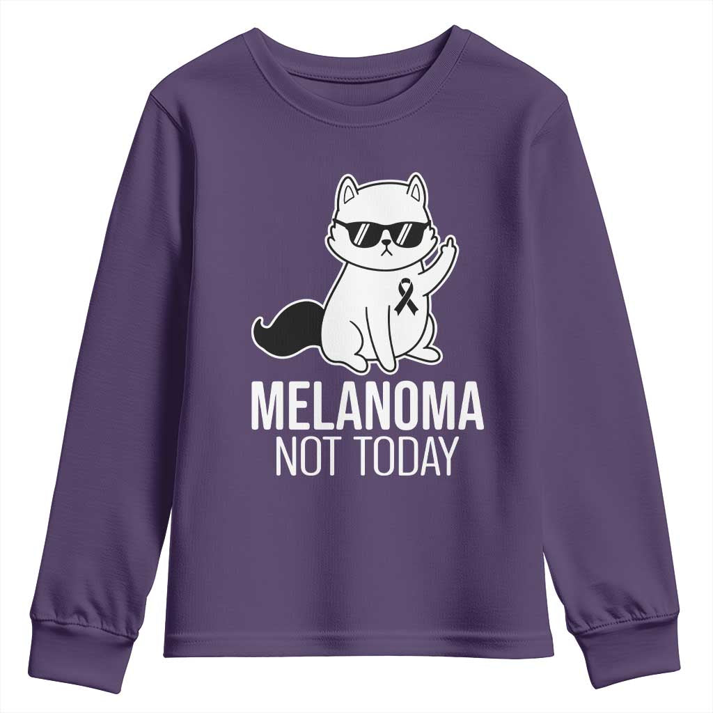 Funny Melanoma Fighter Cat Youth Sweatshirt Not Today Skin Cancer