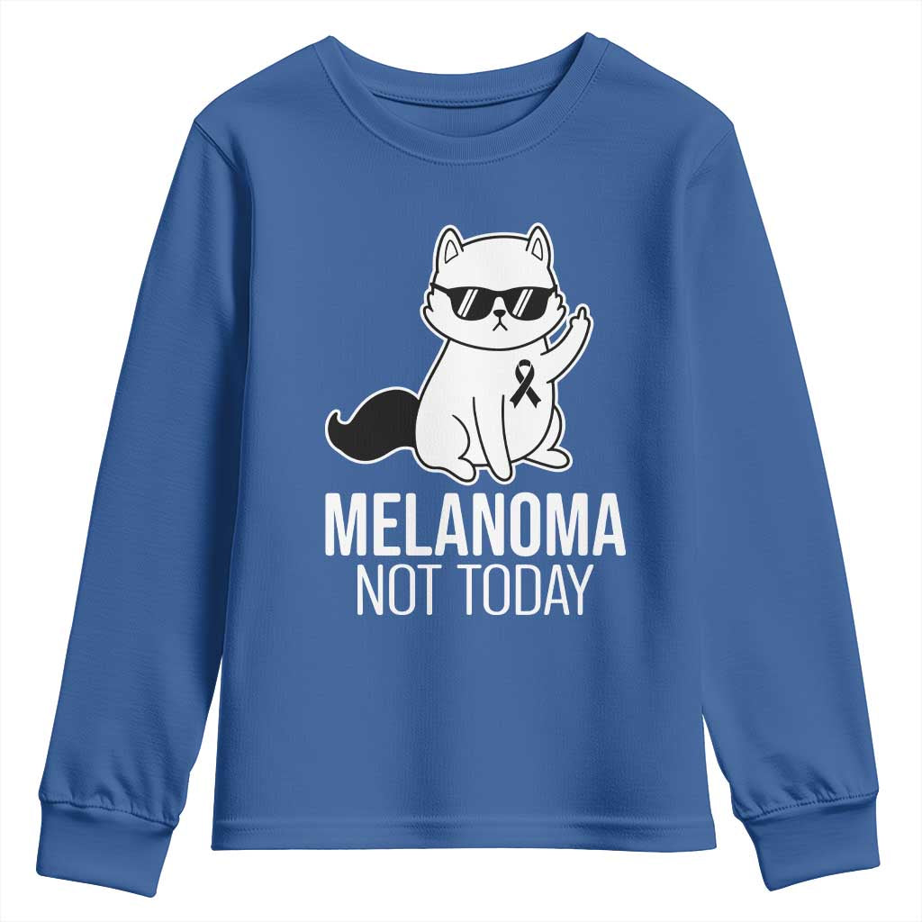 Funny Melanoma Fighter Cat Youth Sweatshirt Not Today Skin Cancer