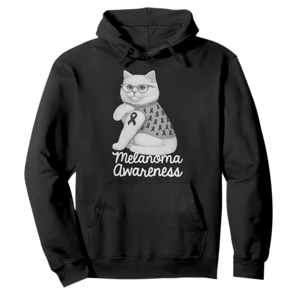 British Shorthair Skin Cancer Support Hoodie Melanoma Fighter Cat Gift