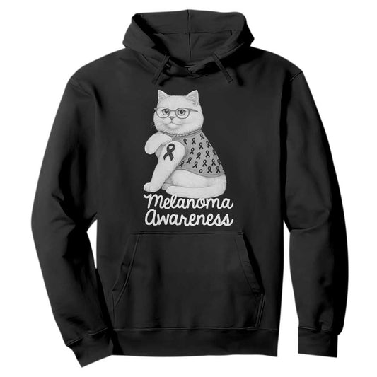 British Shorthair Skin Cancer Support Hoodie Melanoma Fighter Cat Gift