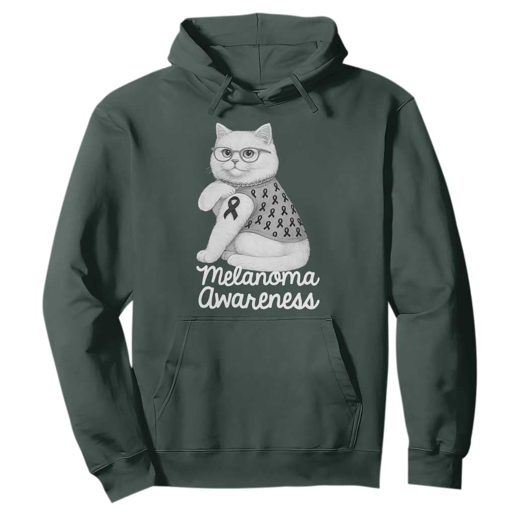 British Shorthair Skin Cancer Support Hoodie Melanoma Fighter Cat Gift