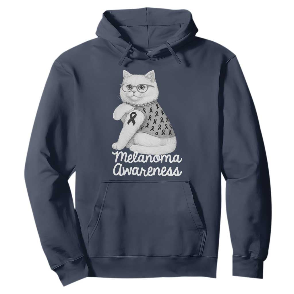 British Shorthair Skin Cancer Support Hoodie Melanoma Fighter Cat Gift