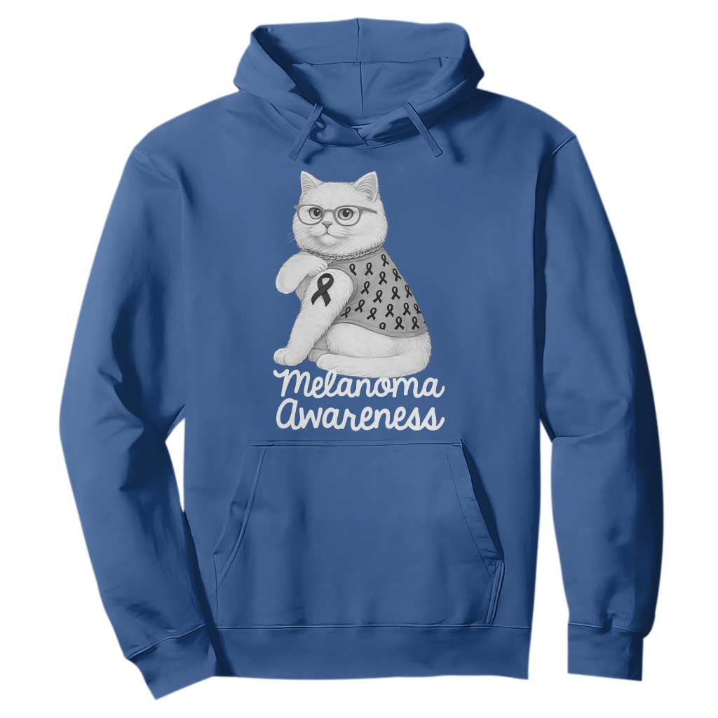 British Shorthair Skin Cancer Support Hoodie Melanoma Fighter Cat Gift