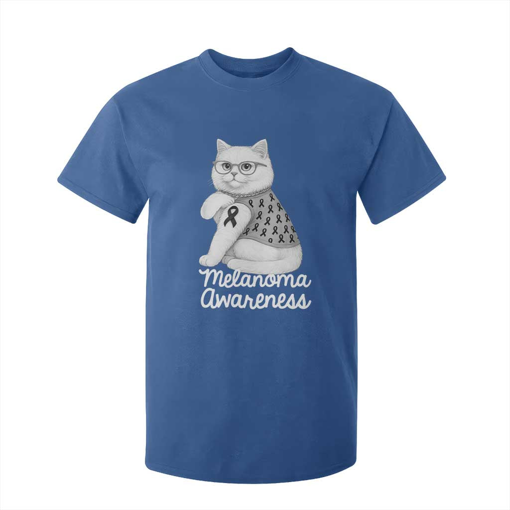 British Shorthair Skin Cancer Support T Shirt For Kid Melanoma Fighter Cat Gift