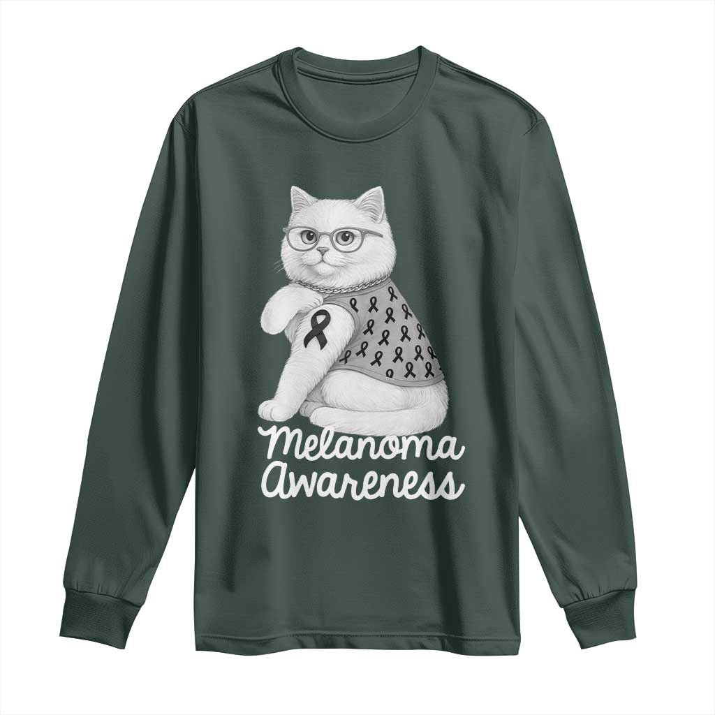 British Shorthair Skin Cancer Support Long Sleeve Shirt Melanoma Fighter Cat Gift
