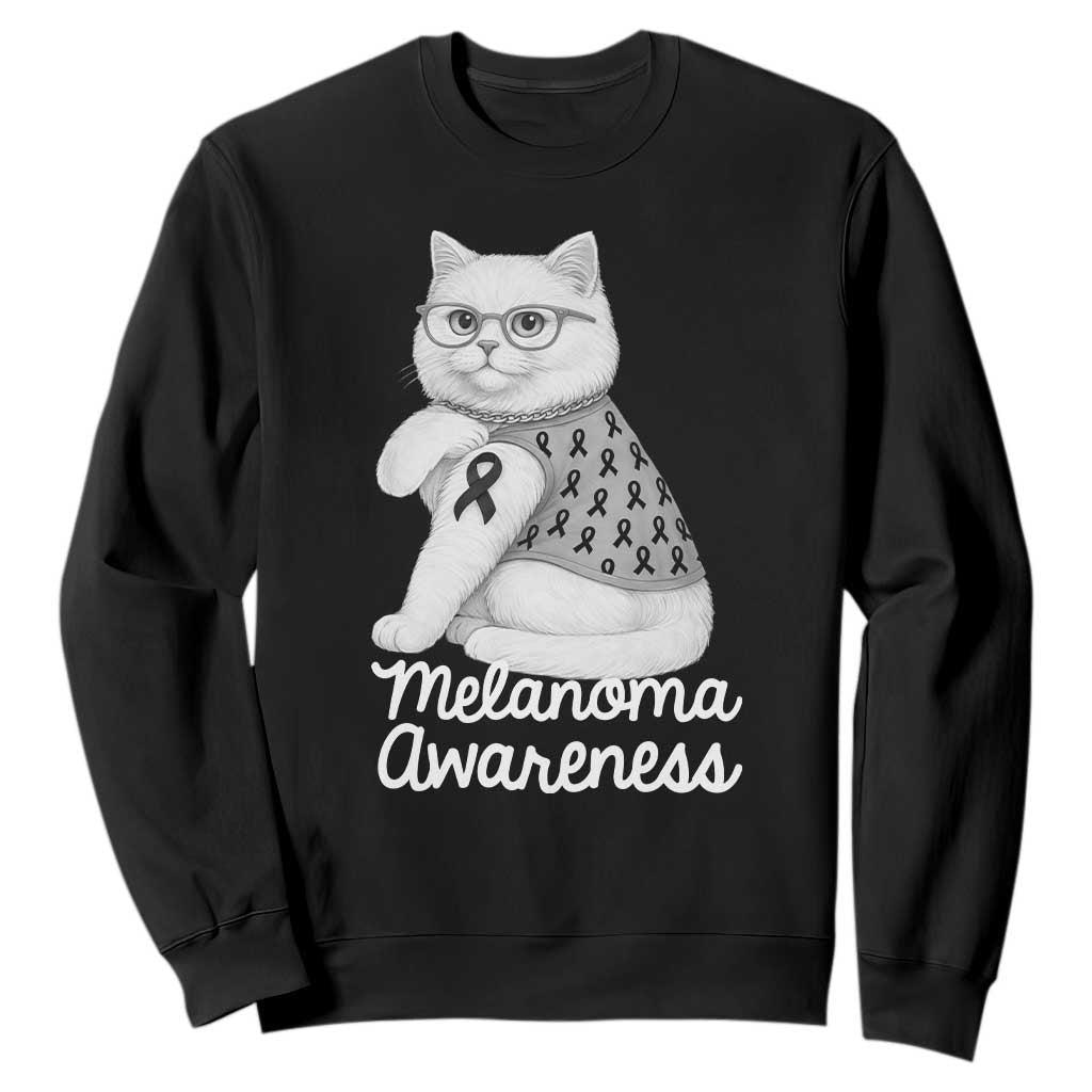 British Shorthair Skin Cancer Support Sweatshirt Melanoma Fighter Cat Gift