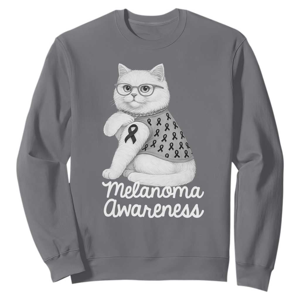 British Shorthair Skin Cancer Support Sweatshirt Melanoma Fighter Cat Gift