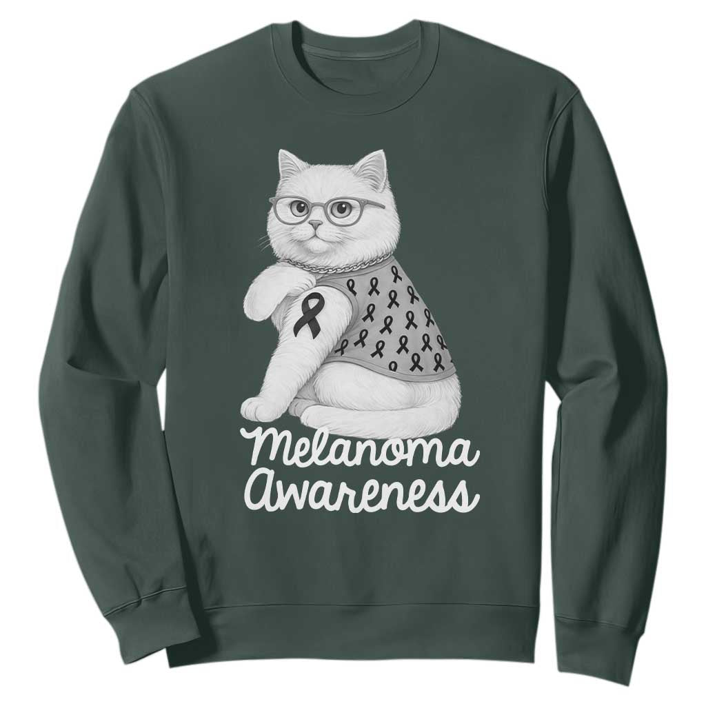 British Shorthair Skin Cancer Support Sweatshirt Melanoma Fighter Cat Gift