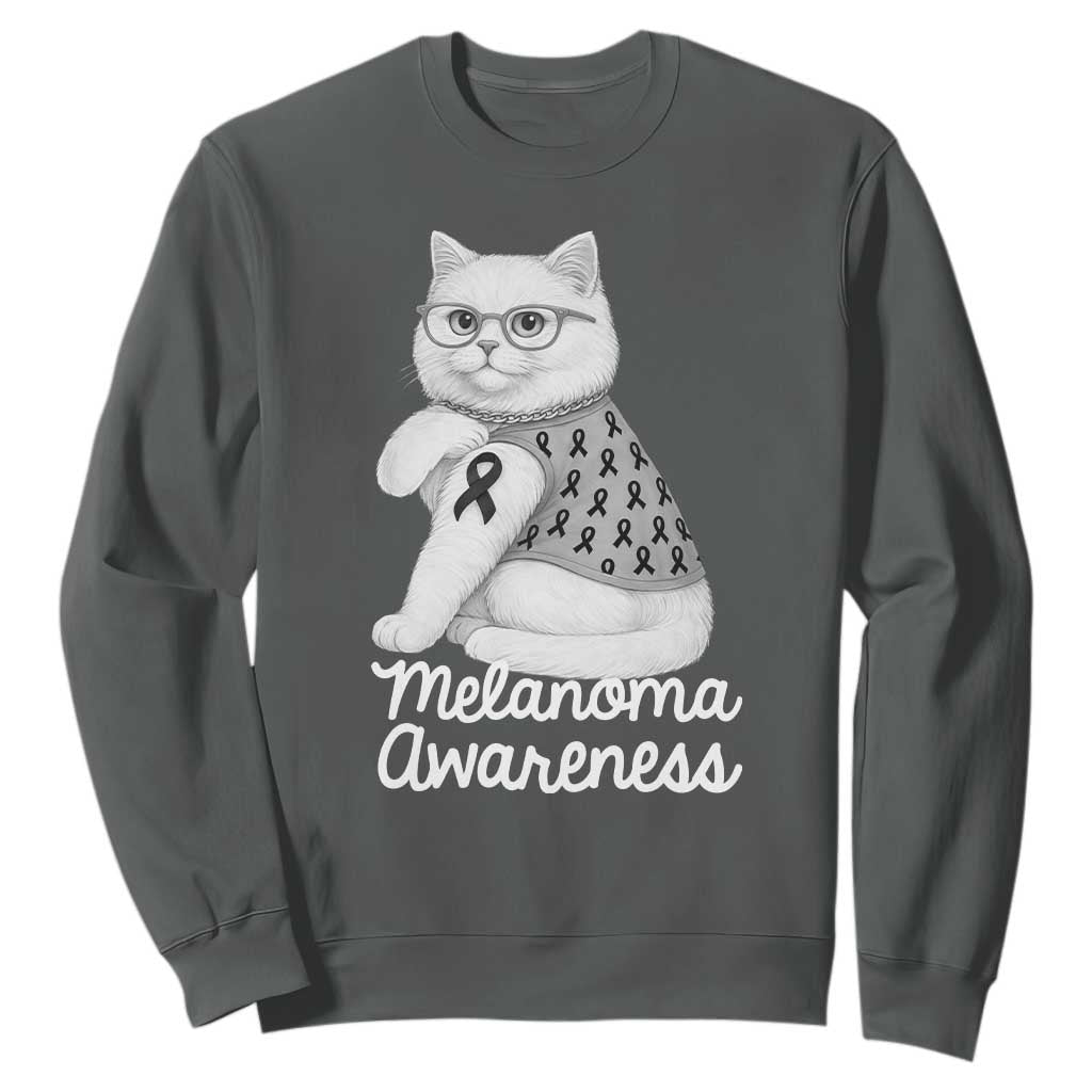 British Shorthair Skin Cancer Support Sweatshirt Melanoma Fighter Cat Gift
