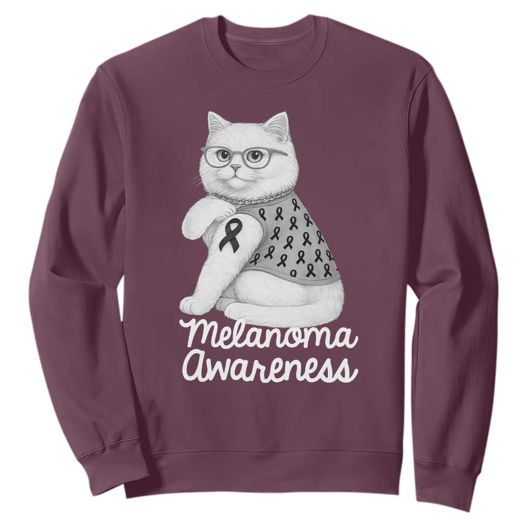 British Shorthair Skin Cancer Support Sweatshirt Melanoma Fighter Cat Gift