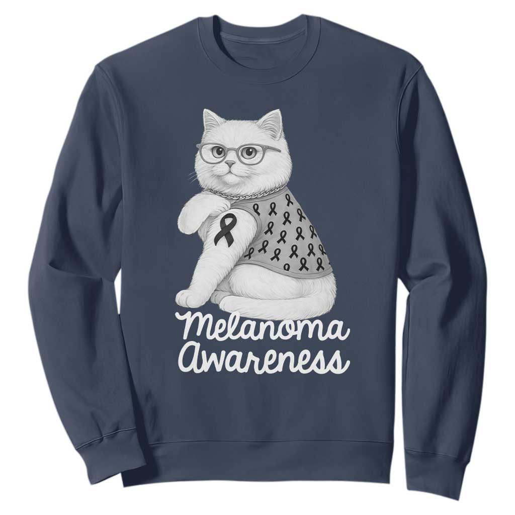 British Shorthair Skin Cancer Support Sweatshirt Melanoma Fighter Cat Gift