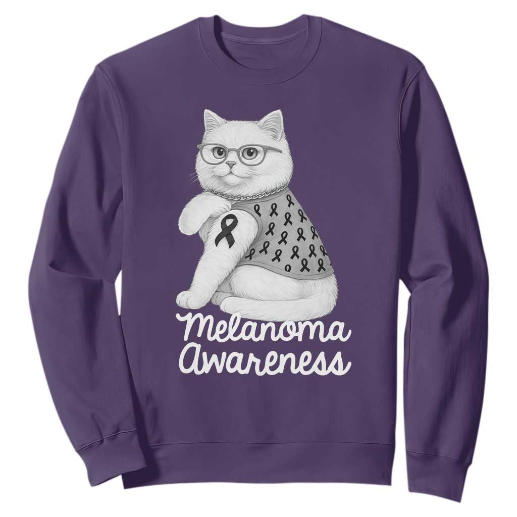 British Shorthair Skin Cancer Support Sweatshirt Melanoma Fighter Cat Gift