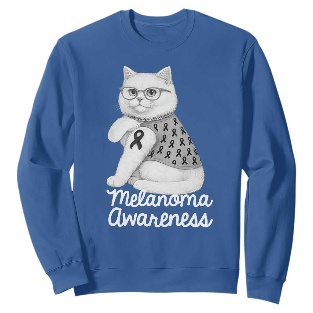 British Shorthair Skin Cancer Support Sweatshirt Melanoma Fighter Cat Gift