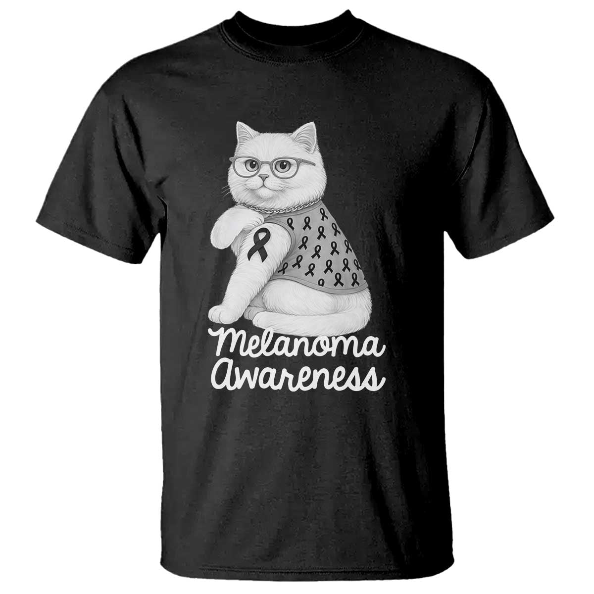 British Shorthair Skin Cancer Support T Shirt Melanoma Fighter Cat Gift