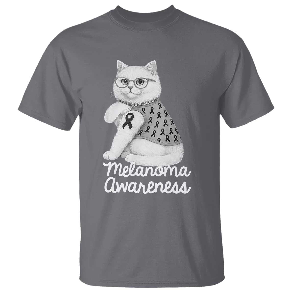 British Shorthair Skin Cancer Support T Shirt Melanoma Fighter Cat Gift