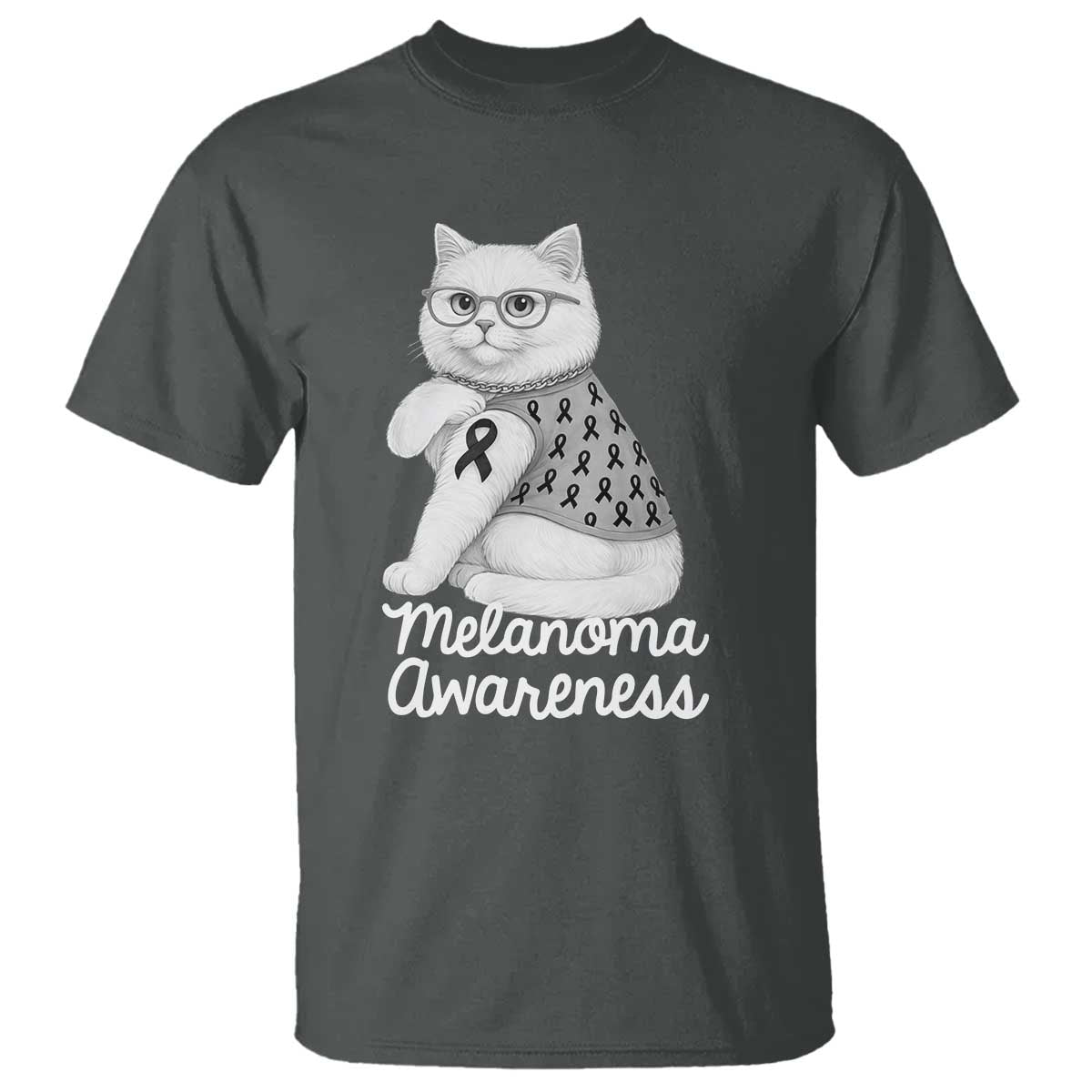 British Shorthair Skin Cancer Support T Shirt Melanoma Fighter Cat Gift