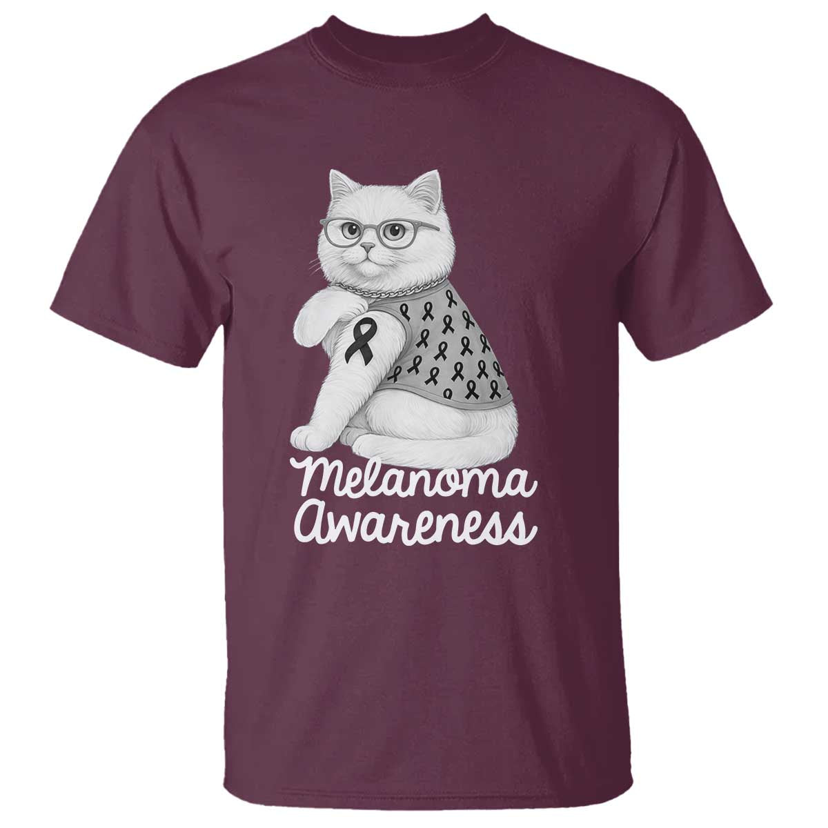 British Shorthair Skin Cancer Support T Shirt Melanoma Fighter Cat Gift
