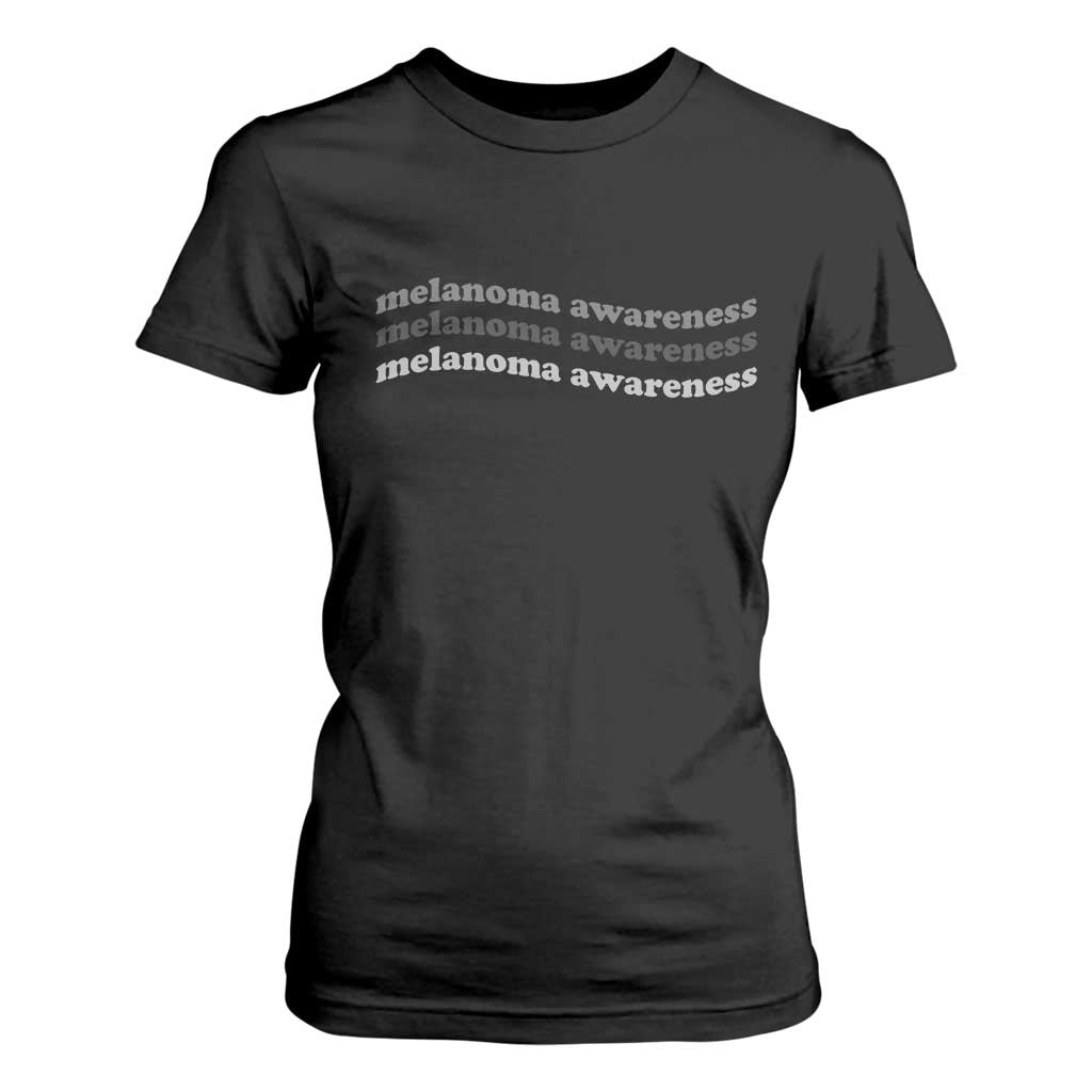Melanoma Groovy Wavy Typography T Shirt For Women Skin Cancer Warrior Gift