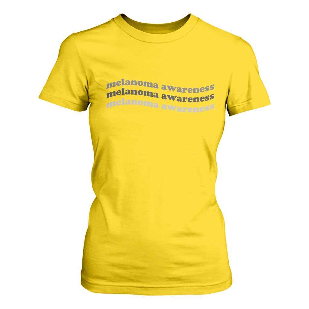 Melanoma Groovy Wavy Typography T Shirt For Women Skin Cancer Warrior Gift