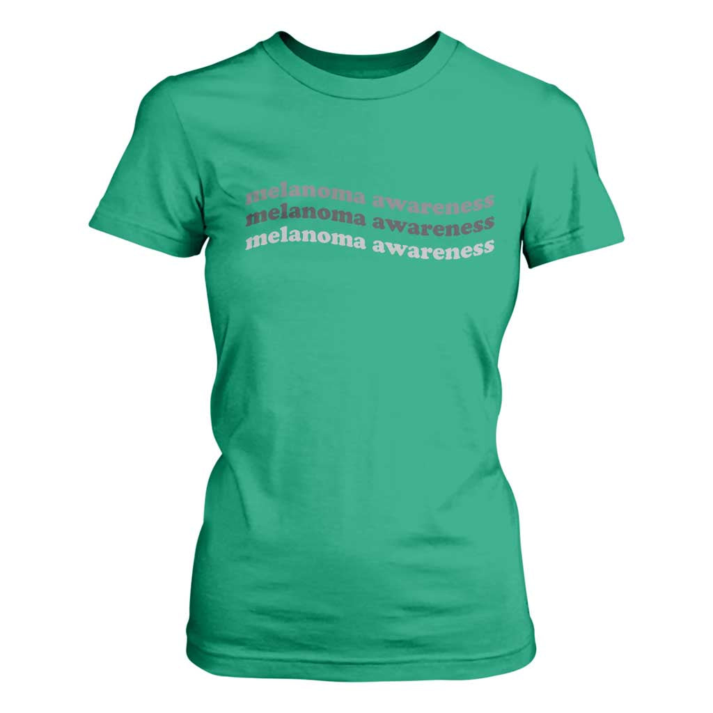 Melanoma Groovy Wavy Typography T Shirt For Women Skin Cancer Warrior Gift