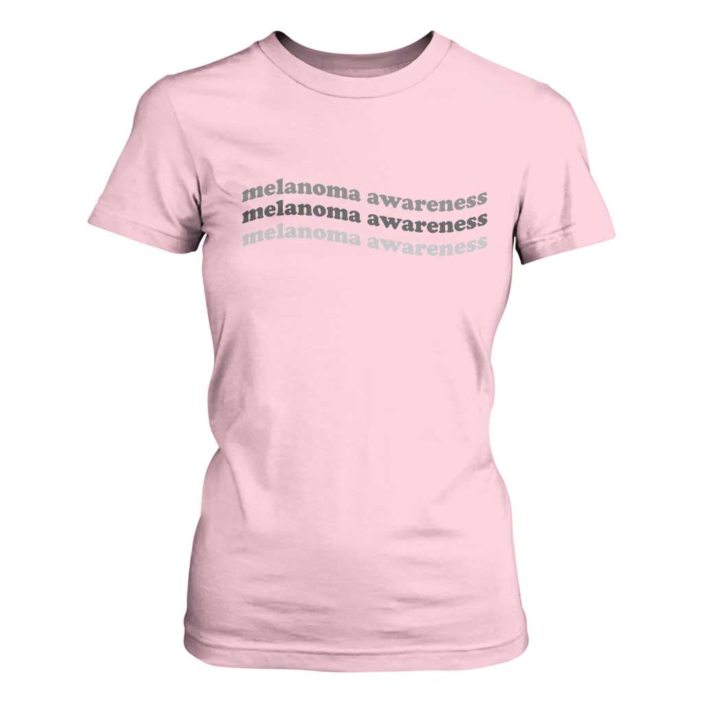 Melanoma Groovy Wavy Typography T Shirt For Women Skin Cancer Warrior Gift