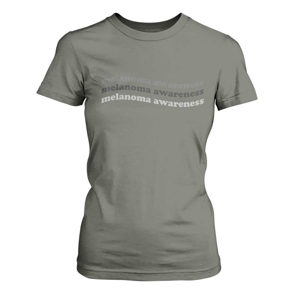 Melanoma Groovy Wavy Typography T Shirt For Women Skin Cancer Warrior Gift
