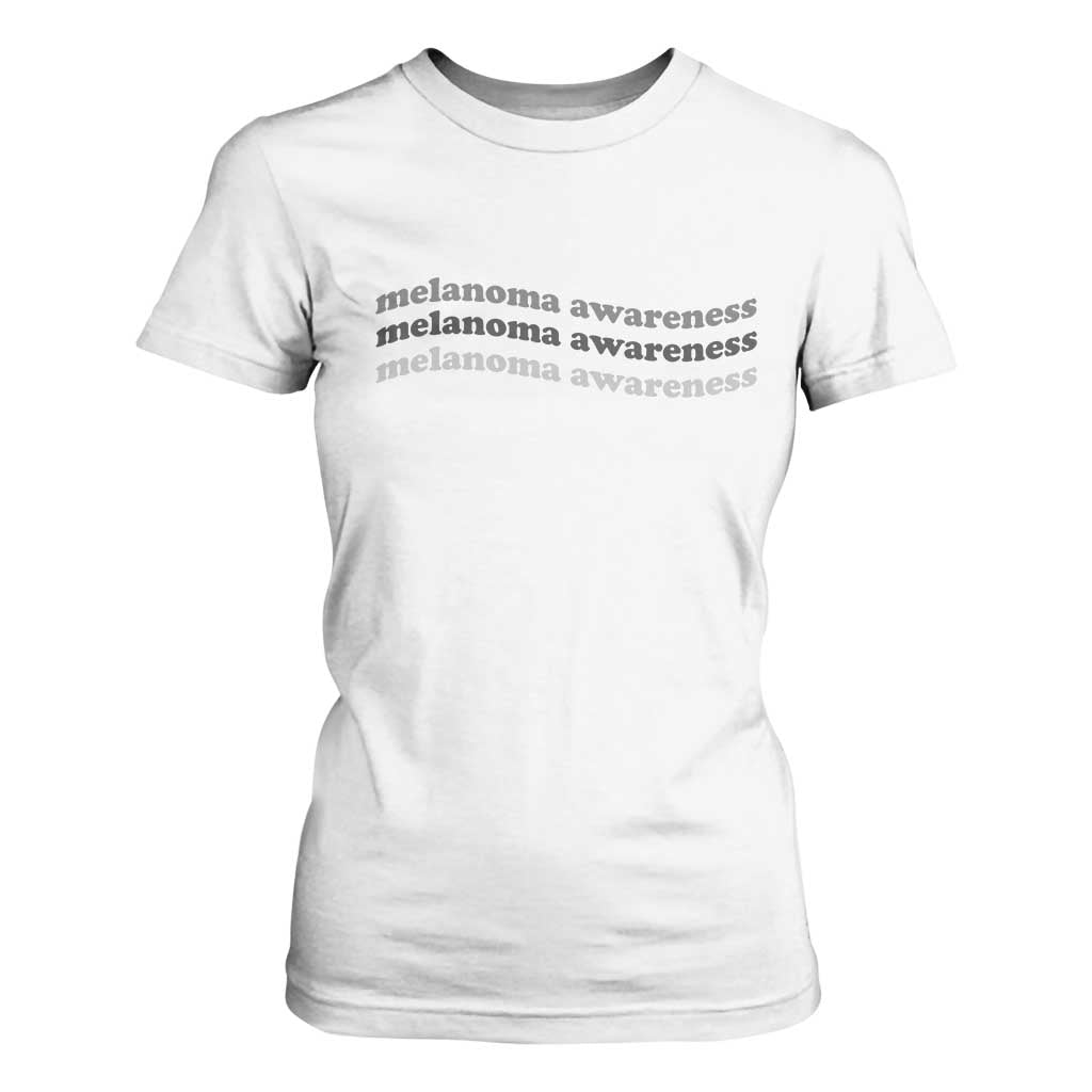 Melanoma Groovy Wavy Typography T Shirt For Women Skin Cancer Warrior Gift
