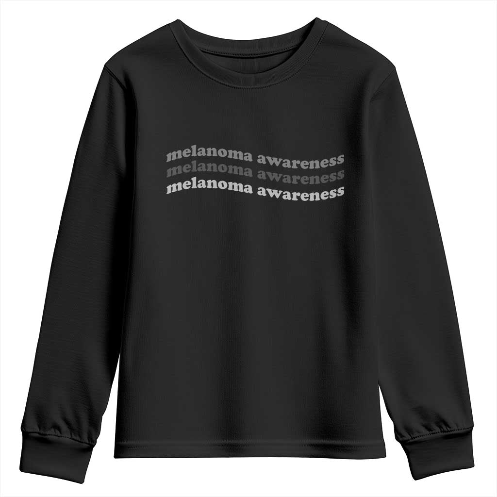 Melanoma Groovy Wavy Typography Youth Sweatshirt Skin Cancer Warrior Gift