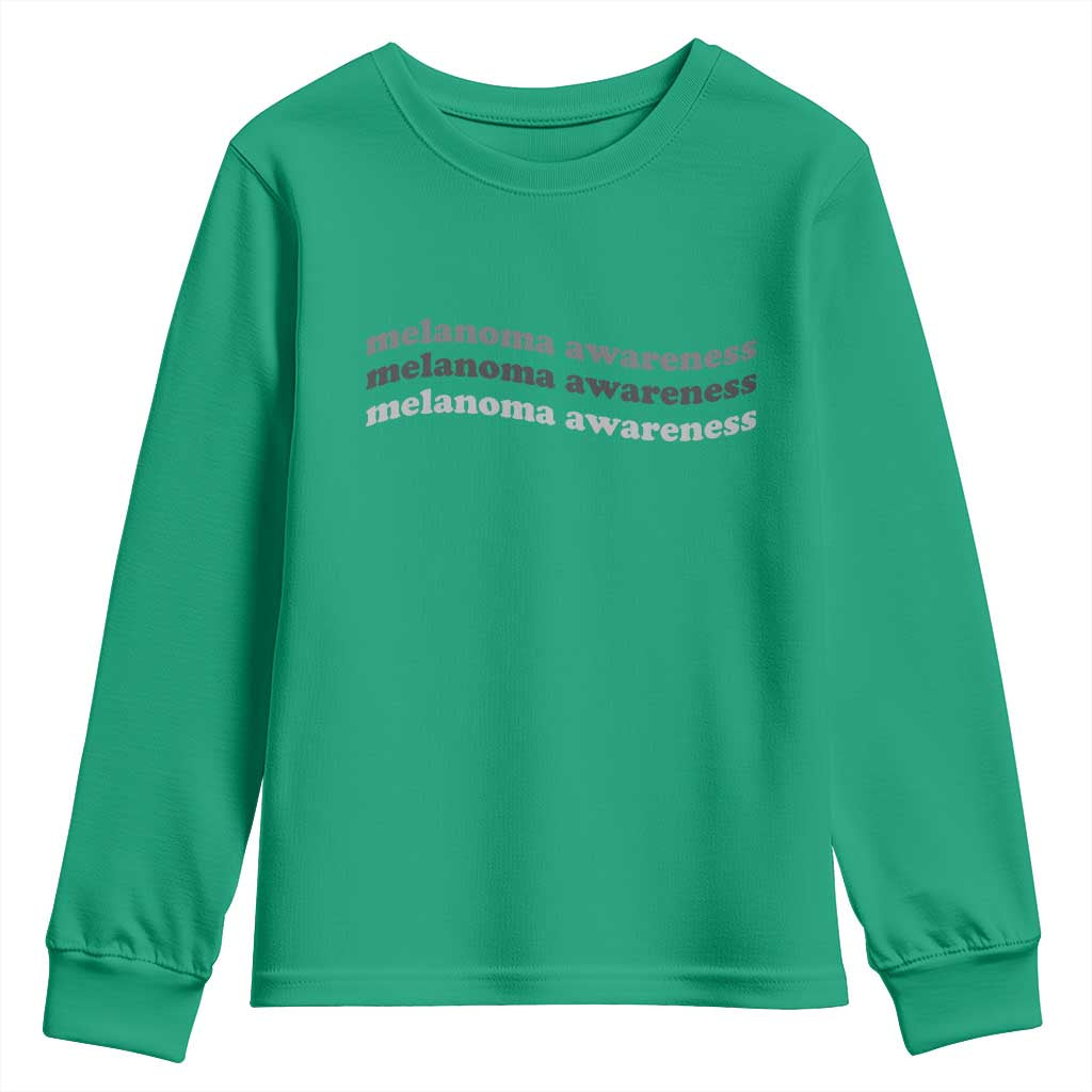 Melanoma Groovy Wavy Typography Youth Sweatshirt Skin Cancer Warrior Gift