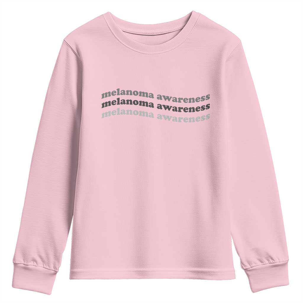Melanoma Groovy Wavy Typography Youth Sweatshirt Skin Cancer Warrior Gift