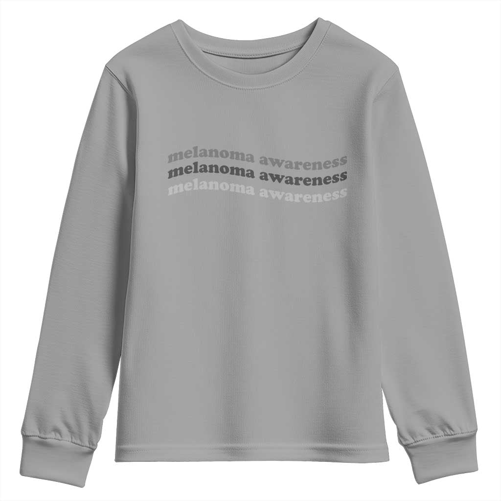 Melanoma Groovy Wavy Typography Youth Sweatshirt Skin Cancer Warrior Gift