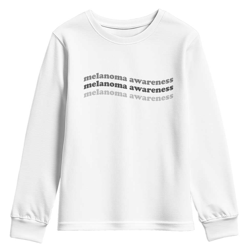 Melanoma Groovy Wavy Typography Youth Sweatshirt Skin Cancer Warrior Gift
