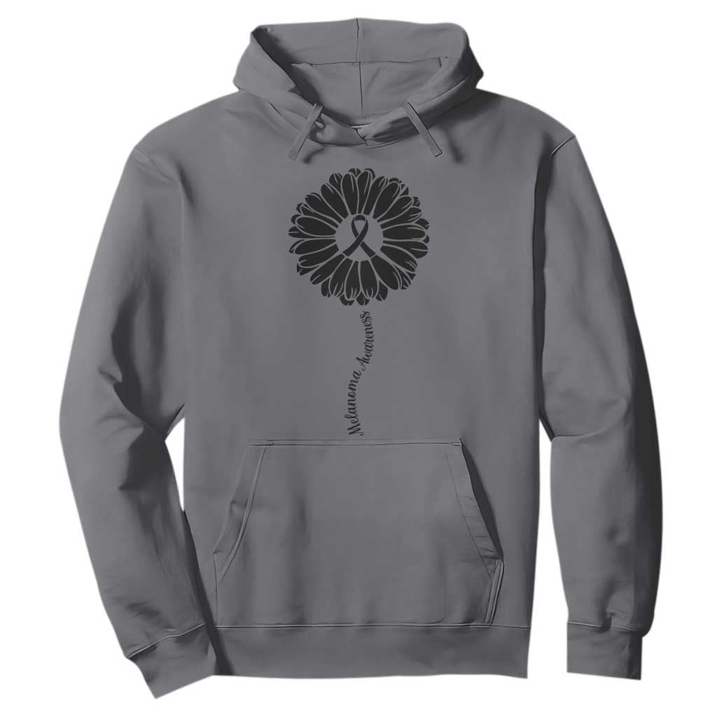 Melanoma Support Black Ribbon Flower Hoodie Skin Cancer Fighter Gift