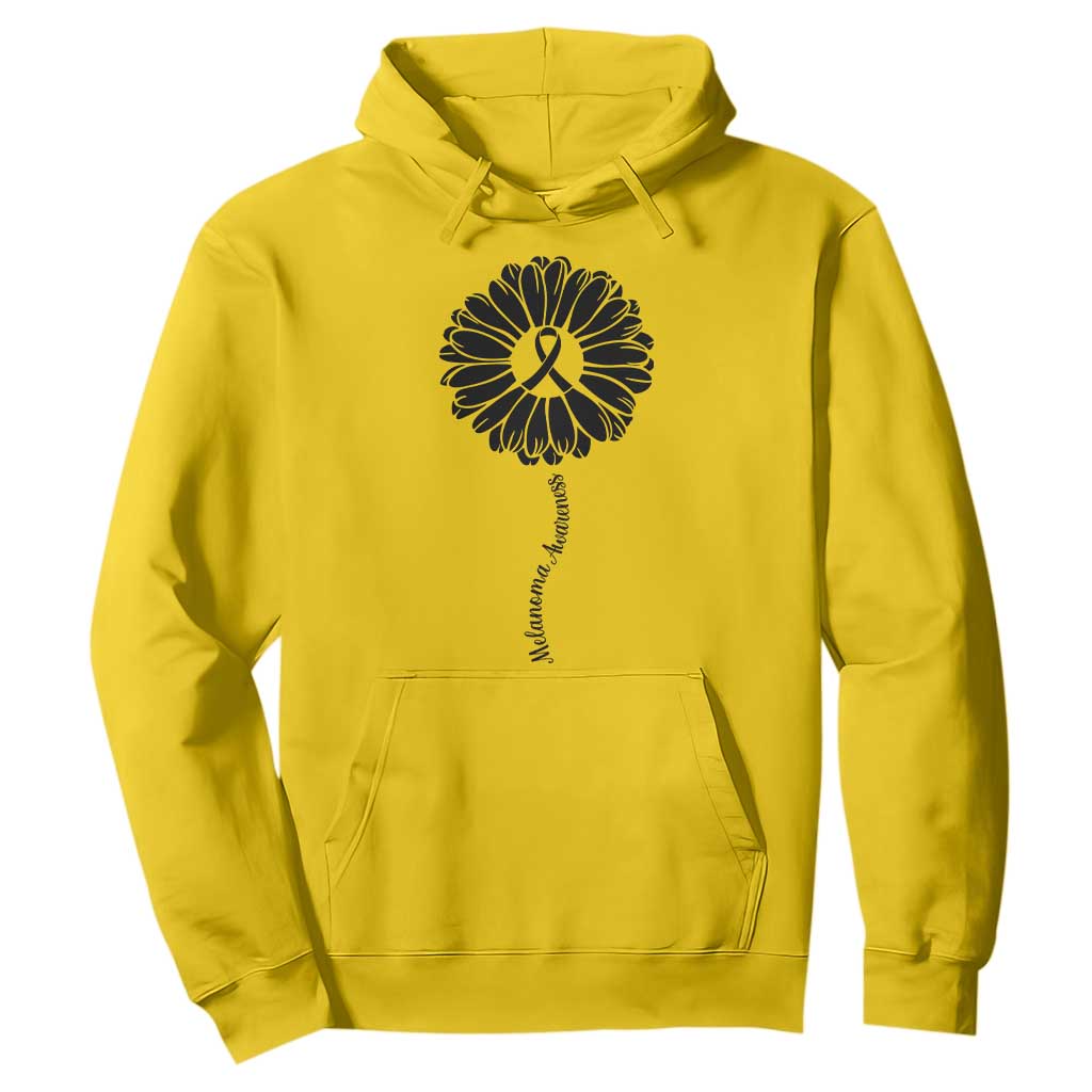 Melanoma Support Black Ribbon Flower Hoodie Skin Cancer Fighter Gift