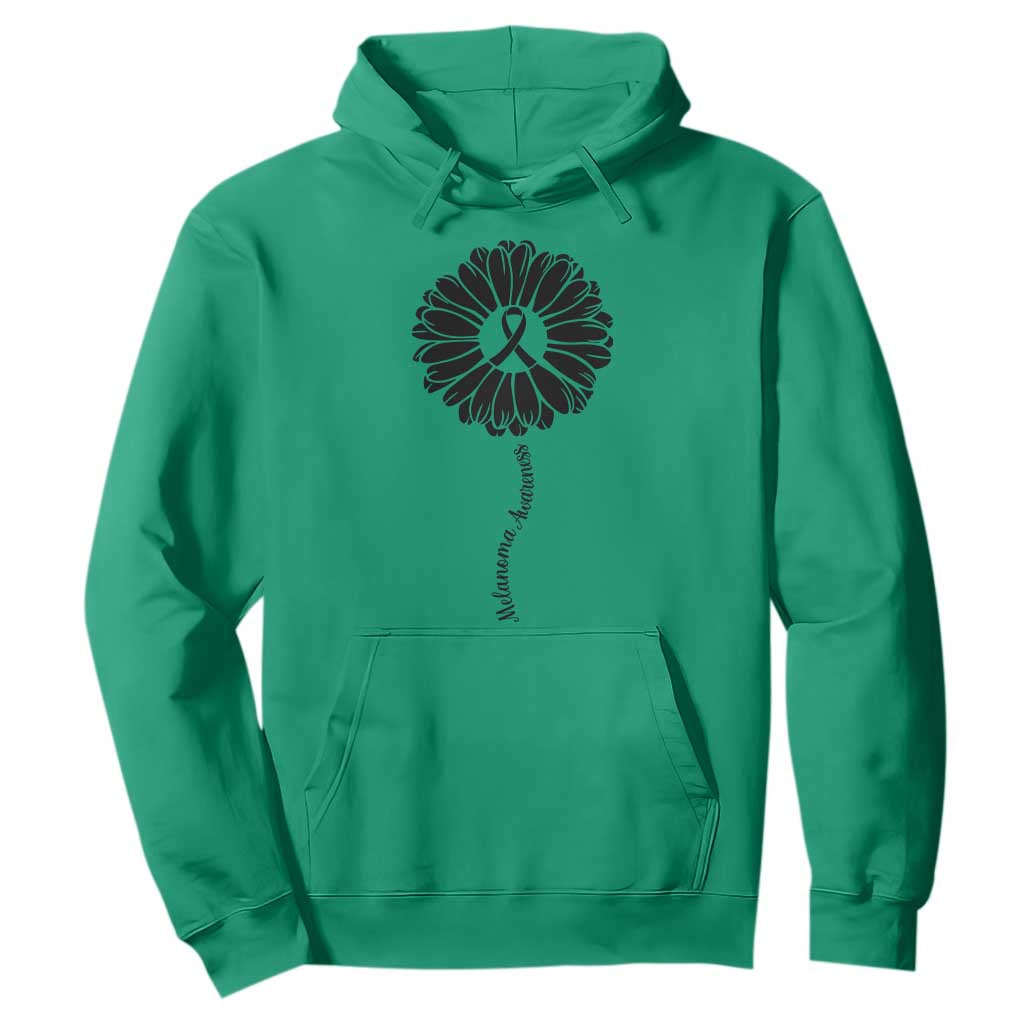 Melanoma Support Black Ribbon Flower Hoodie Skin Cancer Fighter Gift