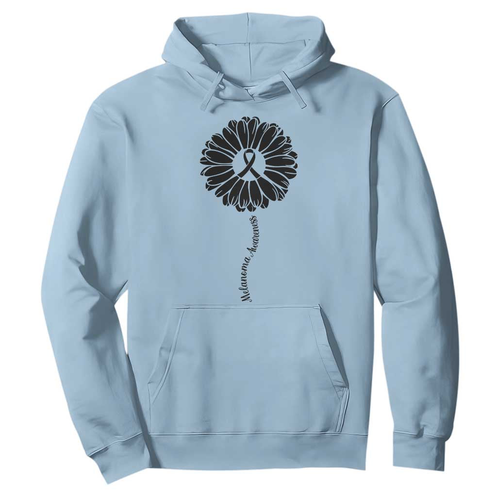 Melanoma Support Black Ribbon Flower Hoodie Skin Cancer Fighter Gift