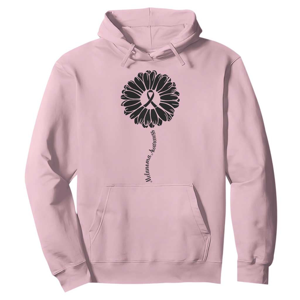 Melanoma Support Black Ribbon Flower Hoodie Skin Cancer Fighter Gift