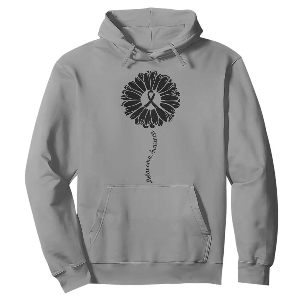 Melanoma Support Black Ribbon Flower Hoodie Skin Cancer Fighter Gift