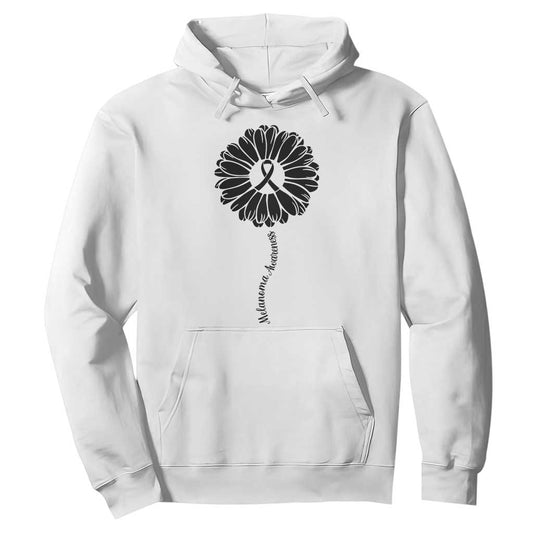 Melanoma Support Black Ribbon Flower Hoodie Skin Cancer Fighter Gift