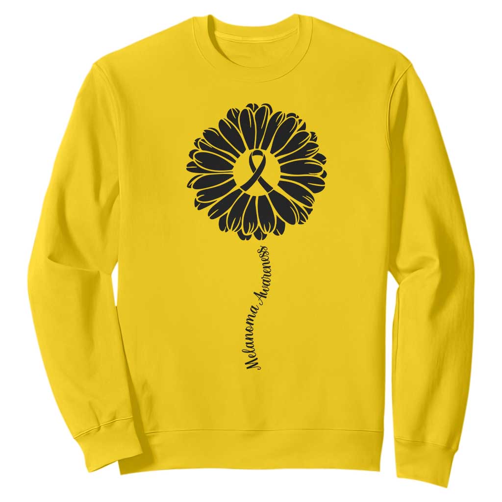 Melanoma Support Black Ribbon Flower Sweatshirt Skin Cancer Fighter Gift